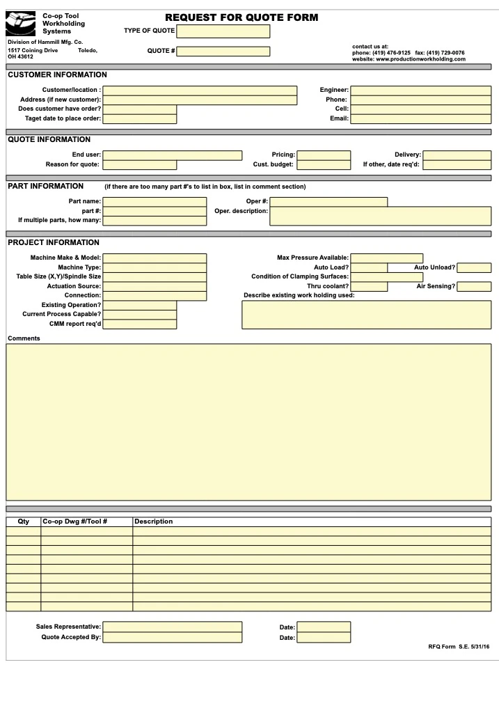 quote RFQ form